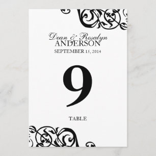 Tarjeta de número de mesa de boda recepción de fie