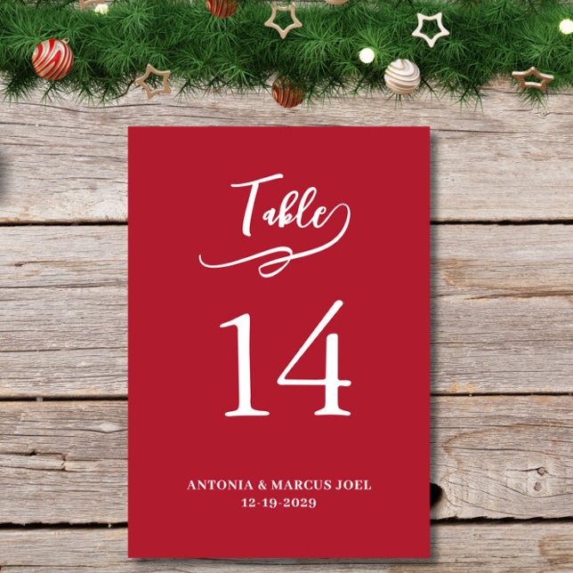 Tarjeta de número de mesa de boda roja de Navidad (Subido por el creador)