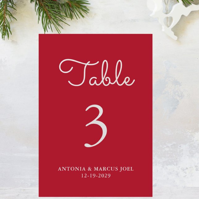 Tarjeta de número de mesa de boda roja de Navidad (Subido por el creador)