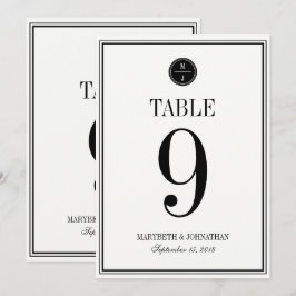 Tarjeta de número de mesa de boda simple y elegant