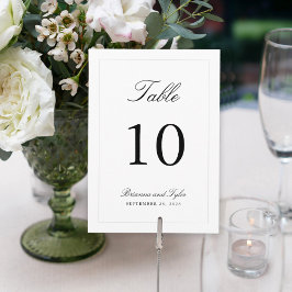 Tarjeta de número de mesa de boda simple y elegant