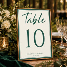 Tarjeta de número de mesa de boda verde bosque pro