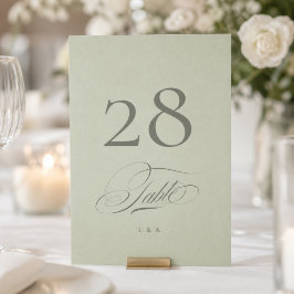 Tarjeta de Número de Mesa de Boda Verde Pistacho