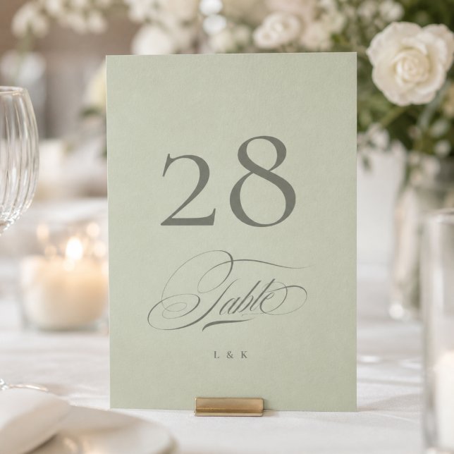 Tarjeta de Número de Mesa de Boda Verde Pistacho (Subido por el creador)