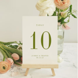 Tarjeta de número de mesa de boda verde ROWAN