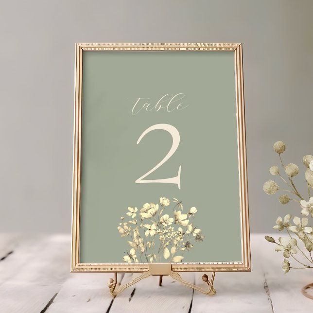 Tarjeta de número de mesa de boda verde salvia (Subido por el creador)