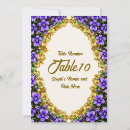Tarjeta de número de mesa de boda Violeta de Nueva