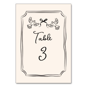 Tarjeta de Número de Mesa de Bodas con Palomas Dib