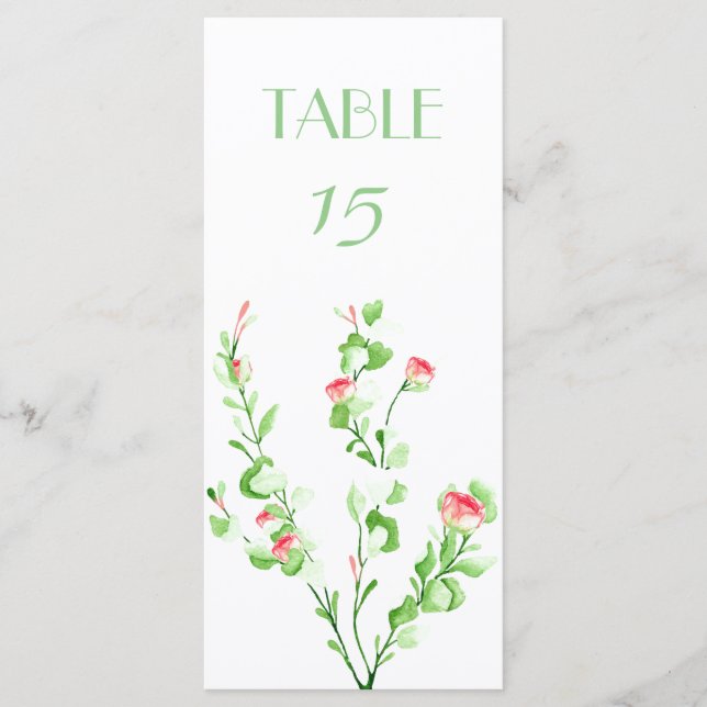 Tarjeta de número de mesa de Bouquet de jardín ros (Anverso)
