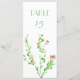 Tarjeta de número de mesa de Bouquet de jardín ros