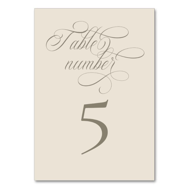 Tarjeta de número de mesa de caligrafía de Villa T (Anverso)