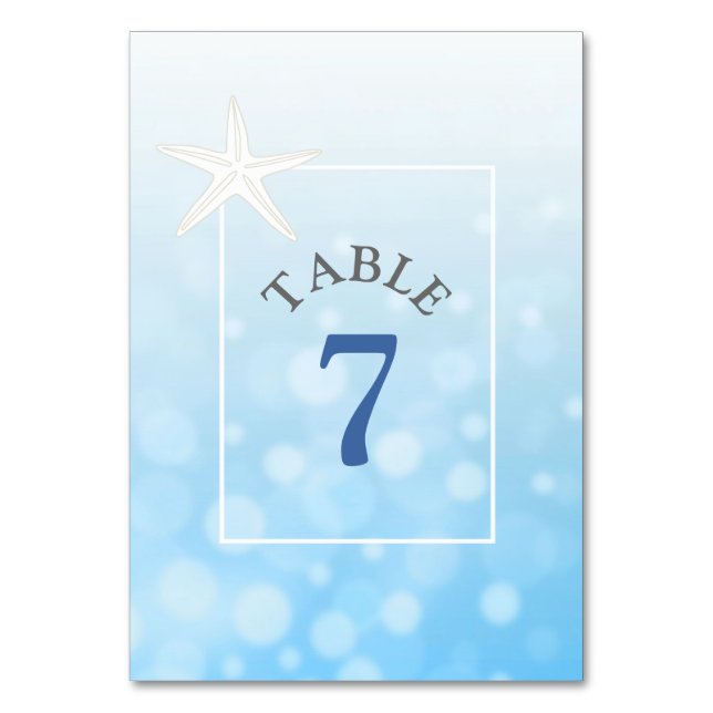 Tarjeta de número de mesa de casamiento de Blue St (Anverso)