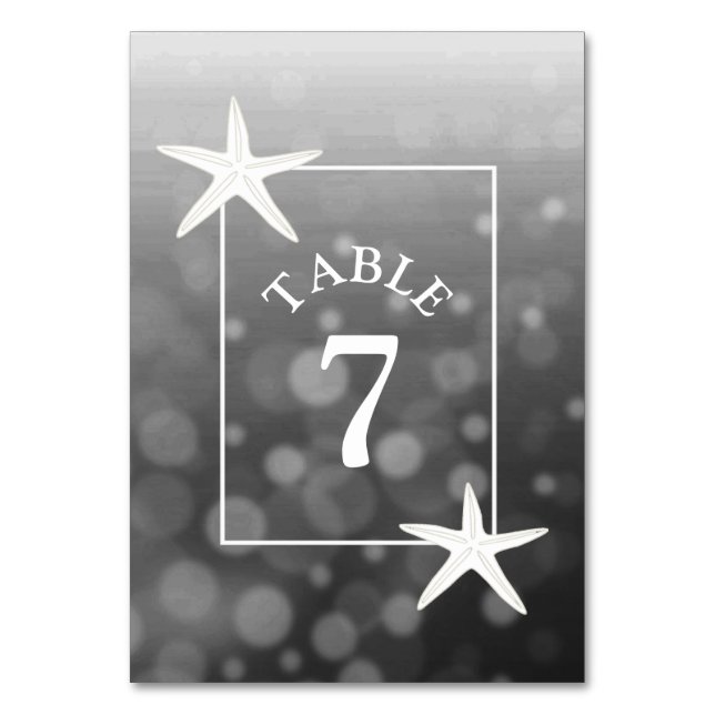 Tarjeta de número de mesa de casamiento de Starfis (Anverso)