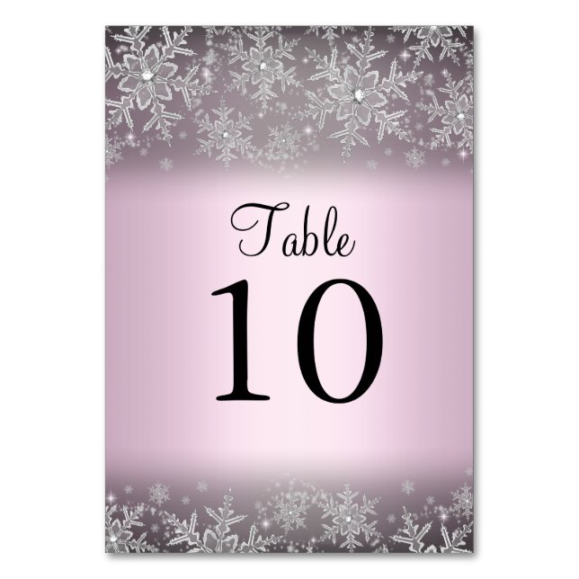 Tarjeta de número de mesa de copo de nieve cristal (Anverso)
