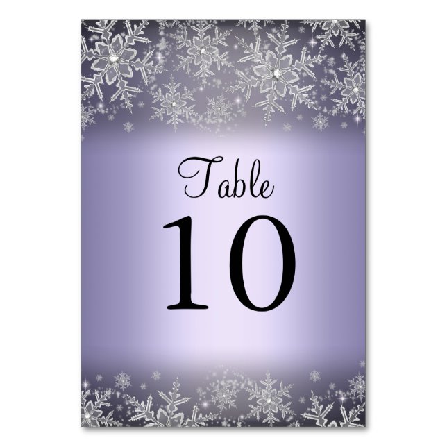 Tarjeta de número de mesa de copo de nieve de cris (Anverso)