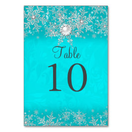 Tarjeta de número de mesa de copo de nieve de perl