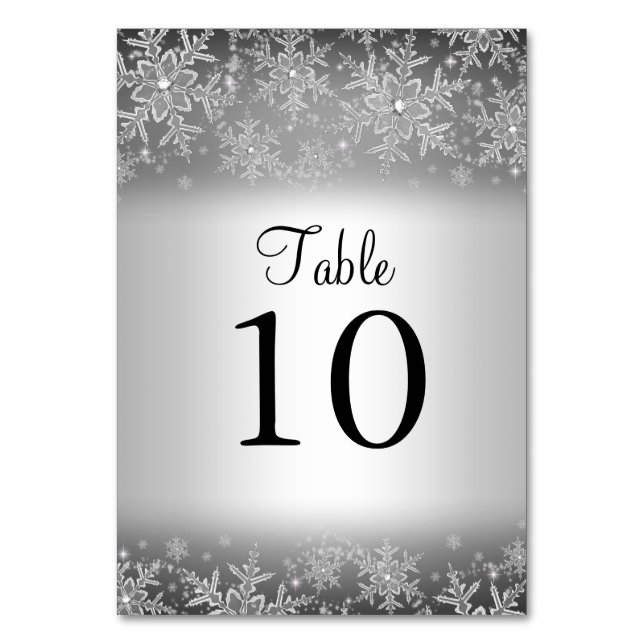 Tarjeta de número de mesa de copo de nieve de plat (Anverso)