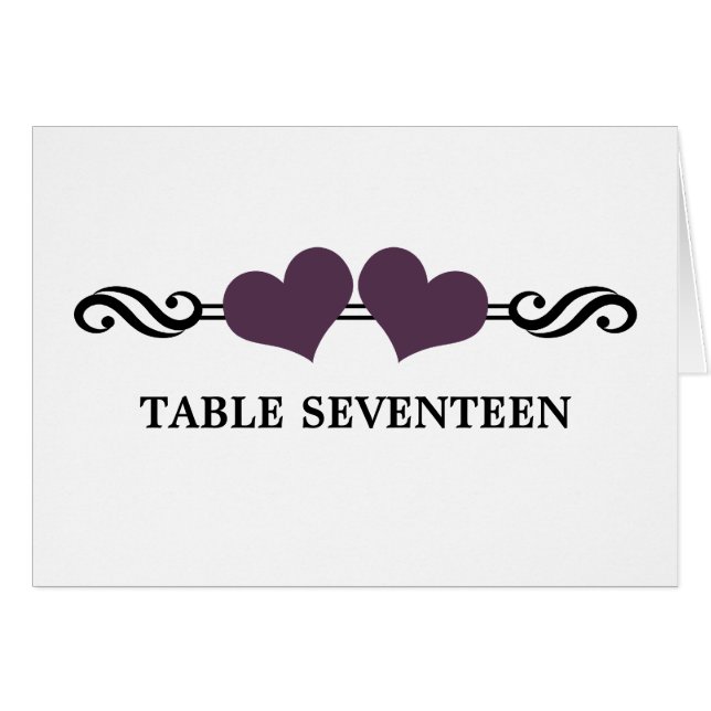 Tarjeta de número de mesa de Corazones Elegantes,  (Anverso (Horizontal))