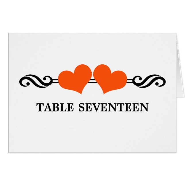 Tarjeta de número de mesa de Corazones Elegantes,  (Anverso (Horizontal))