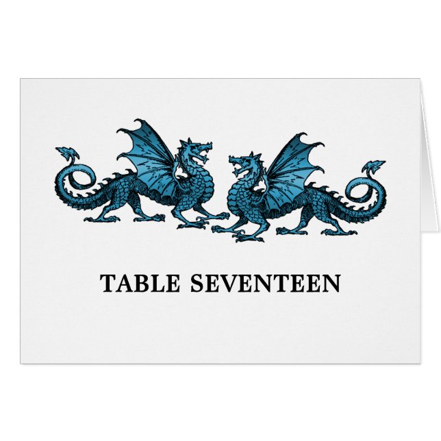 Tarjeta de número de mesa de Dragones Elegantes Az (Anverso (Horizontal))