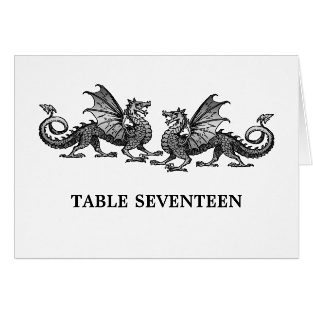 Tarjeta de número de mesa de dragones elegantes pl (Anverso (Horizontal))