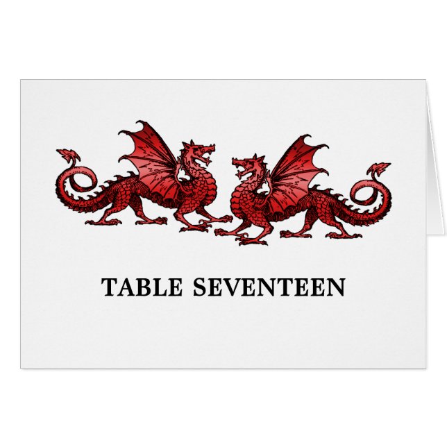 Tarjeta de número de mesa de Dragones Rojos Elegan (Anverso (Horizontal))