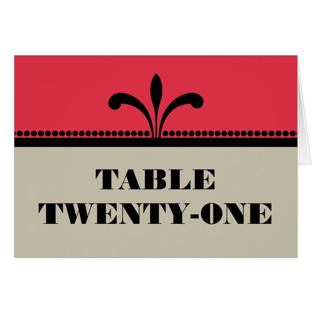 Tarjeta de número de mesa de estilo Art Déco rojo/ (Anverso (Horizontal))