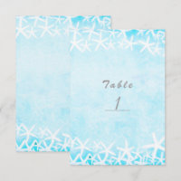 Tarjeta de número de mesa de fiesta azul acuático 