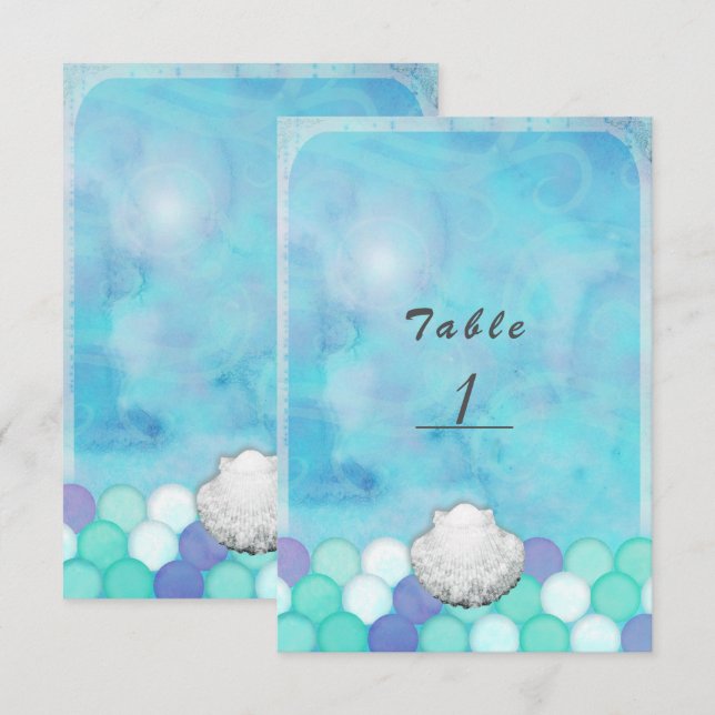 Tarjeta de número de mesa de fiesta con escamas de (Anverso / Reverso)