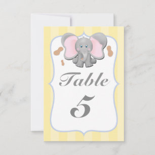 Tarjeta de número de mesa de fiesta de elefante be