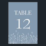 Tarjeta de Número de Mesa de Flor Silvestre y Mari<br><div class="desc">Agregue un toque de belleza natural a la decoración de su mesa de boda con nuestra Tarjeta de Número de Mesa de Flores Silvestres y Mariposas de la Colección Flores Silvestres y Mariposas de Azul Polvo. Estas hermosas tarjetas de número de mesa presentan un encantador prado de flores silvestres y...</div>