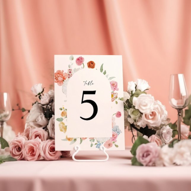 Tarjeta de número de mesa de flores primaverales c (Subido por el creador)