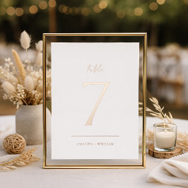 Tarjeta de número de mesa de foil real Elegant Blu