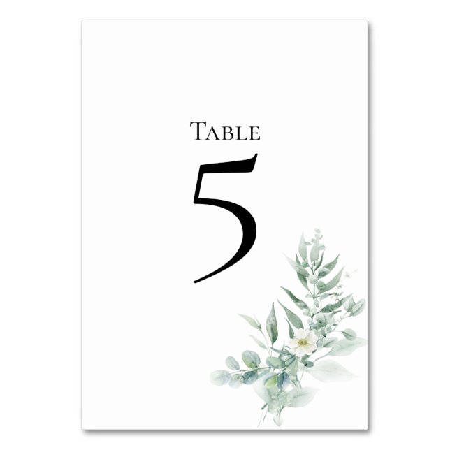 Tarjeta de número de mesa de follaje verde (Anverso)