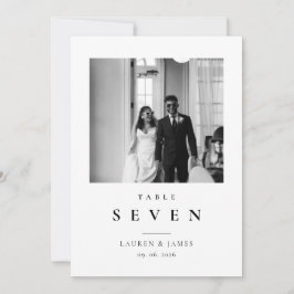Tarjeta de número de mesa de foto de boda moderna