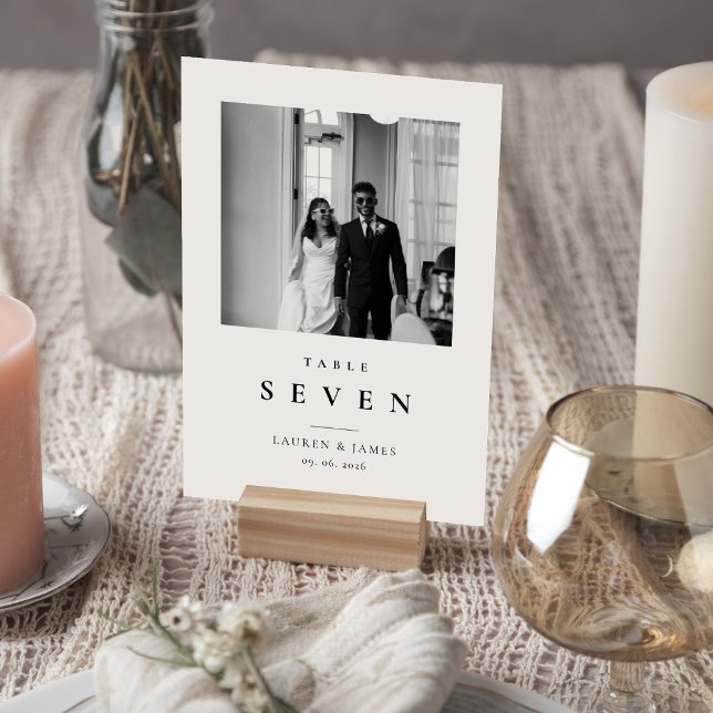 Tarjeta de número de mesa de foto de boda moderna  (Subido por el creador)