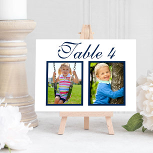 Tarjeta de número de mesa de foto de infancia en l