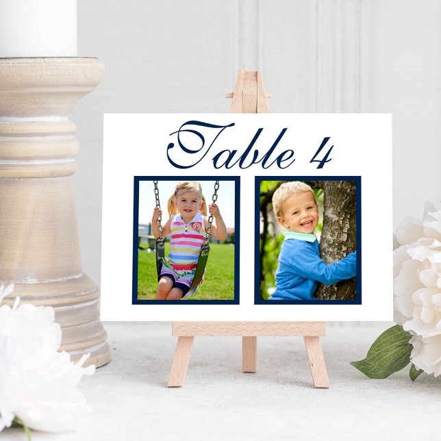 Tarjeta de número de mesa de foto de infancia en l (Subido por el creador)