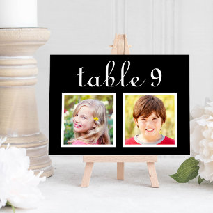 Tarjeta de número de mesa de fotos de la infancia 