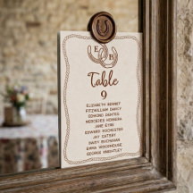 Tarjeta de número de mesa de herradura occidental