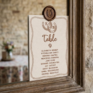Tarjeta de número de mesa de herradura occidental