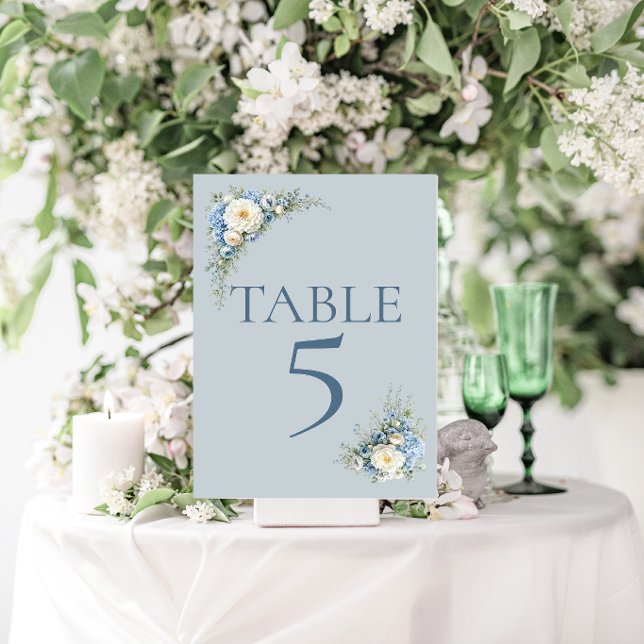 Tarjeta de número de mesa de Hortensia Azul Polvor (Subido por el creador)