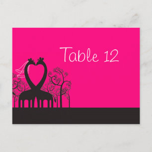 Tarjeta de número de mesa de jirafa Whimsical Pink