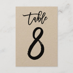 Tarjeta de número de mesa de Kraft con letra a man