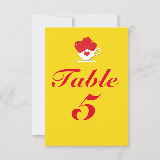 Tarjeta de número de mesa de la Copa de Té Roses R (Anverso)