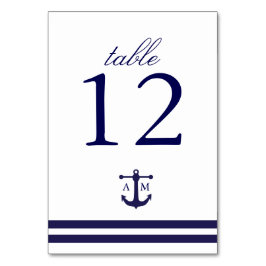 Tarjeta de número de mesa de la marina