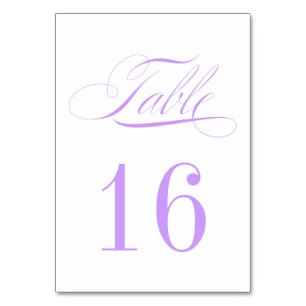 Tarjeta de número de mesa de lavanda formal morada