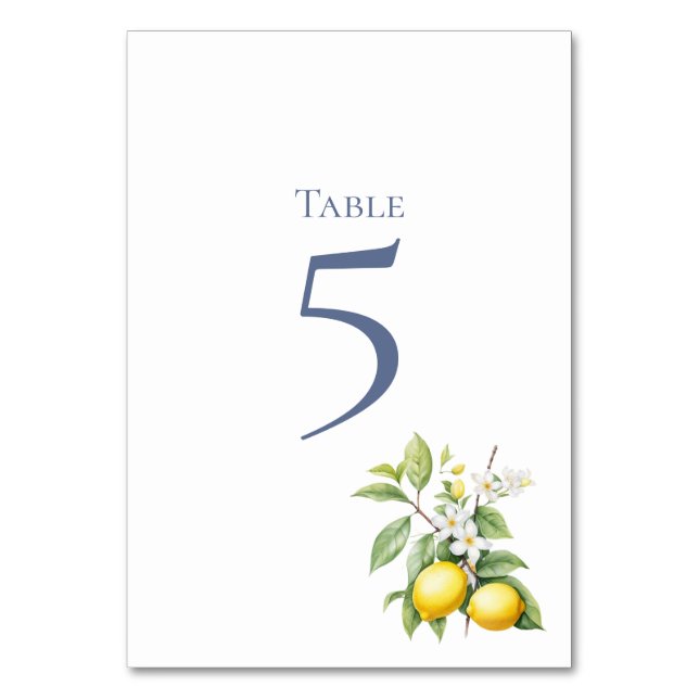 Tarjeta de número de mesa de limones italianos (Anverso)
