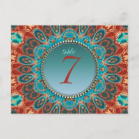 Tarjeta de número de mesa de mandala terrenal trib
