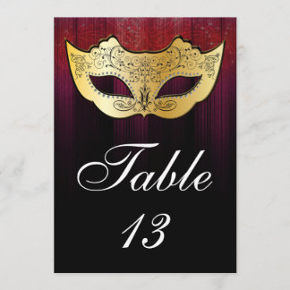 Tarjeta de número de mesa de máscara